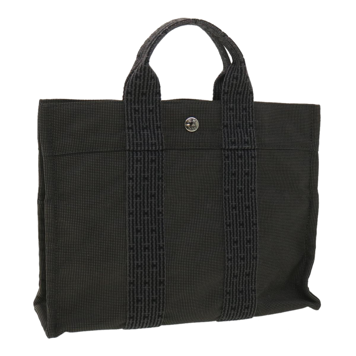Hermes Her Line Pm Tote Bag Canvas Gray Auth Fm2018